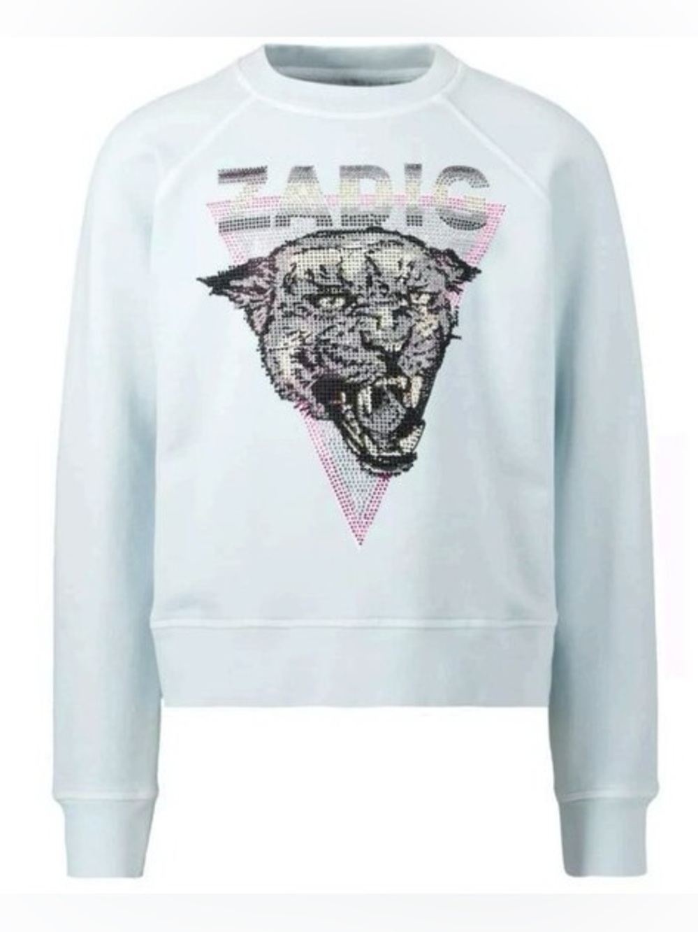 Zadig & Voltaire Upper Light Blue Tiger Embellished Pullover Sweatshirt